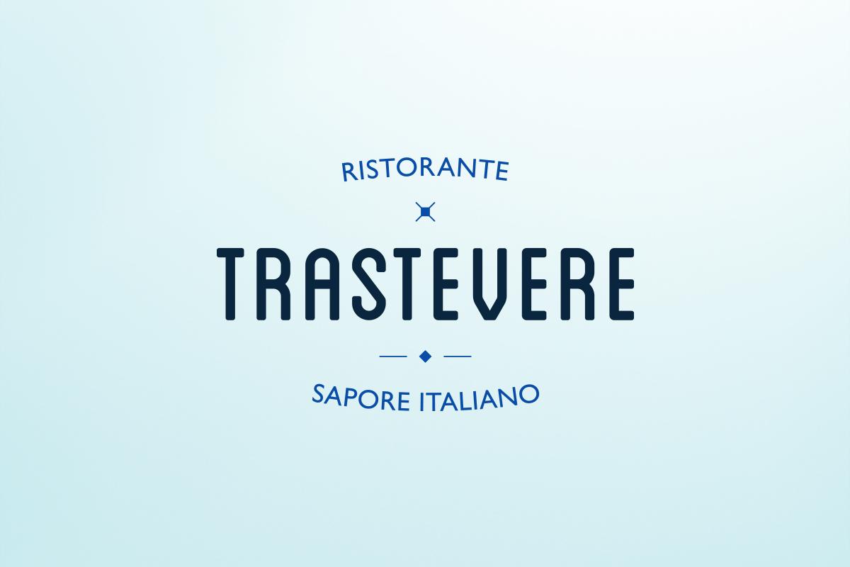 Logo redesign for Trastevere restaurants. Tea for two - restaurant menu design.